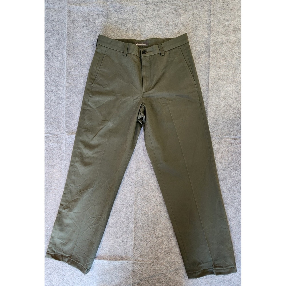 Eddie Bauer pants Mens 31x32 Dark Green Wrinkle Free Chino Regular‎ Fit